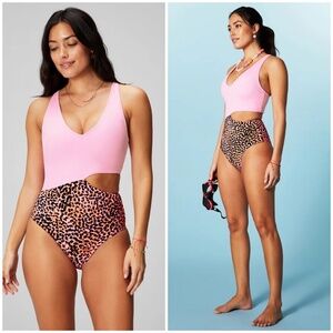 FABLETICS Asymmetrical Cutout Shaping One-Piece Swimsuit XS MEDIUM